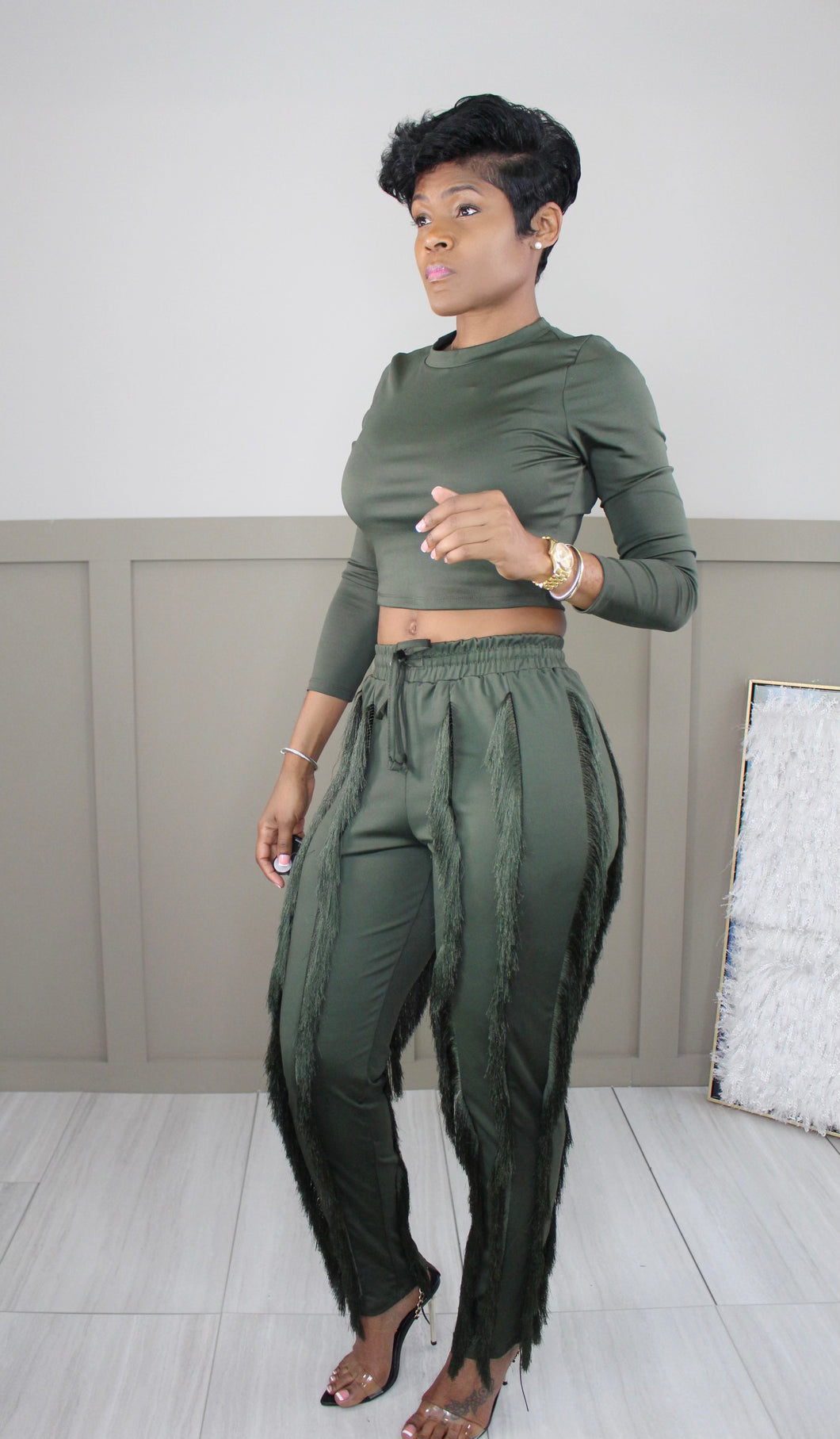 Olive Fringe Set