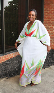 Tropical Pleaded Maxi Dress