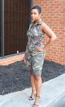 Load image into Gallery viewer, Halter Camo Zip Romper
