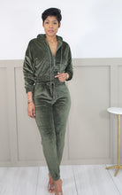 Load image into Gallery viewer, Olive Two Piece Velour Set
