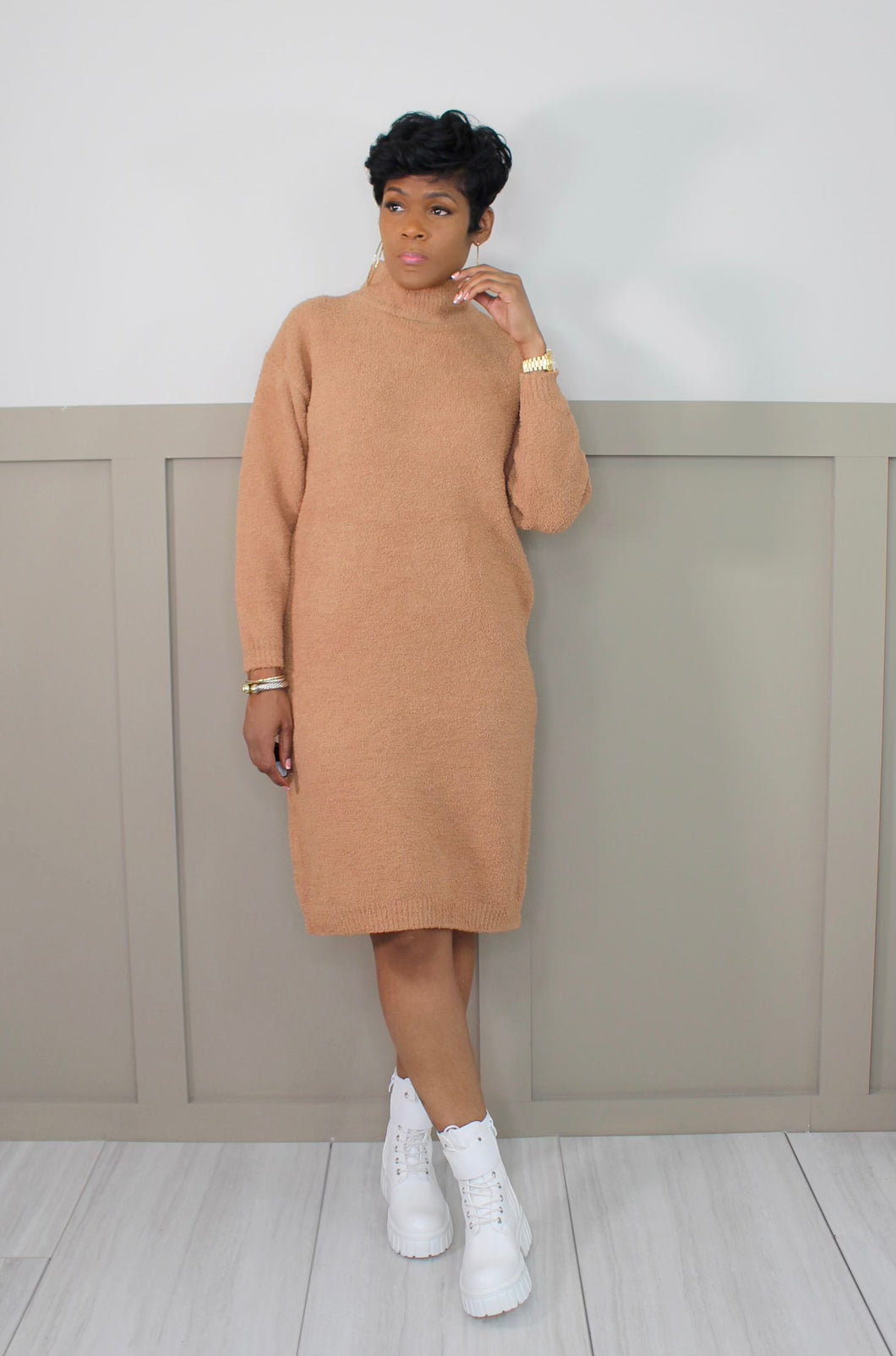 Tan Teddy Dress