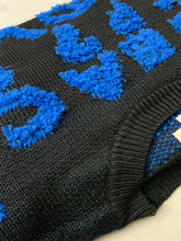 Load image into Gallery viewer, Blue and Black Peace Sweater
