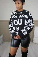 Load image into Gallery viewer, Black &amp; White Letter Sweater
