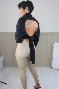 Open Back Black Sweater