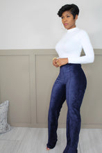 Load image into Gallery viewer, Navy Stretch Suede Bottoms
