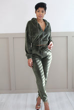 Load image into Gallery viewer, Olive Two Piece Velour Set
