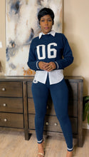 Load image into Gallery viewer, Navy and white Knit Set
