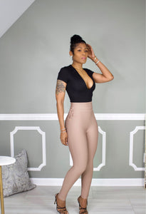 Tan High Waist Bandage Pants